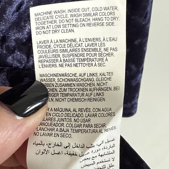 Michel Studio Blue Crushed Velvet Lace Babydoll Top Sz 2X Boho Witchy Flowy Goth - Picture 7 of 8